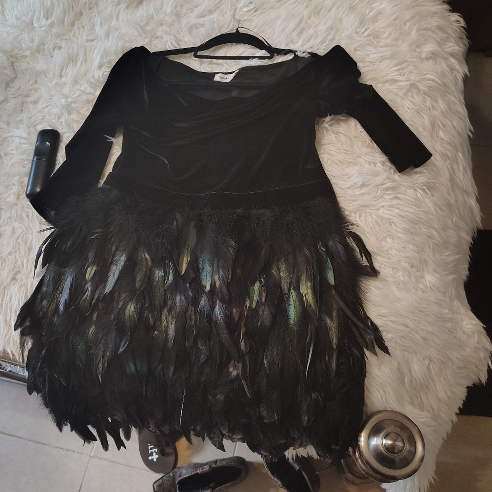EMERALD FEATHER DRESS - Picture 5 of 12